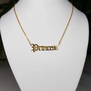 Waterproof Gold Princess Necklace Nameplate